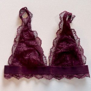 Victoria’s Secret Velvet and Lace Bralette Maroon Size Medium